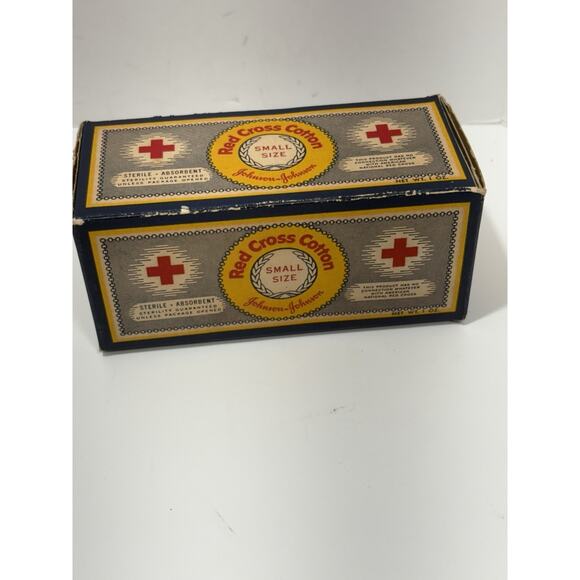 Vintage Red Cross Cotton- Johnson & Johnson, First Aide Cotton Small Size‎ 23c - Picture 1 of 5